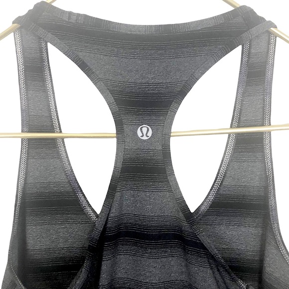 LULULEMON Black Grey Striped Athletic Stretch Tank Top - Picture 3 of 3